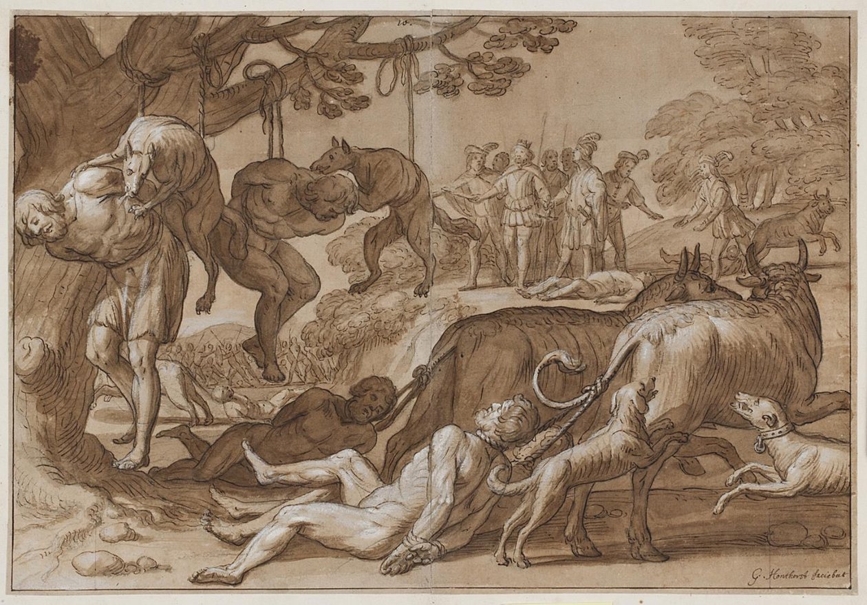 Re Jarmeric tortura i Wendi catturati da Gerard van Honthorst