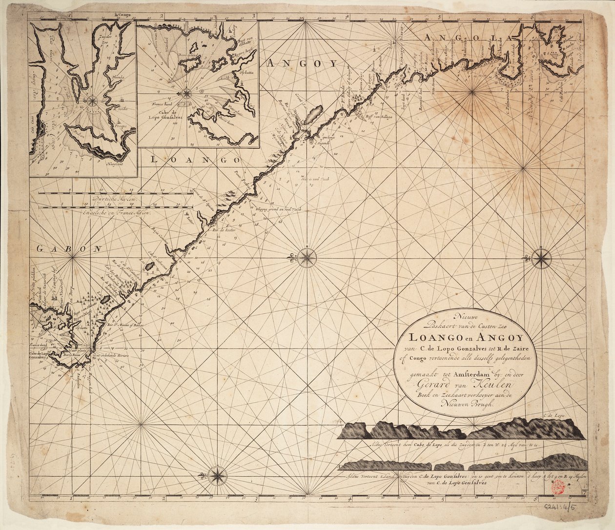 Carta del Golfo di Guinea, Africa, inizio XVIII secolo (incisione) da Gerard van Keulen