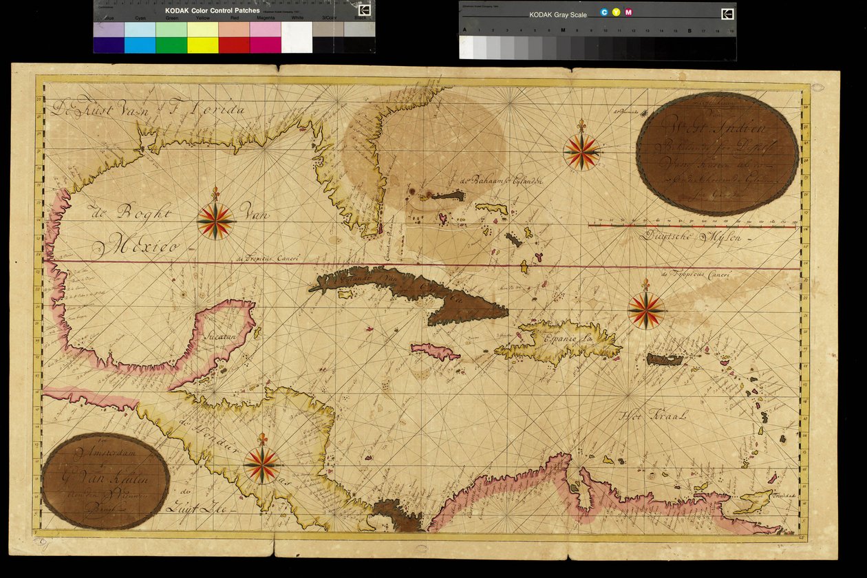 Mappa delle Indie Occidentali, Mar dei Caraibi, Antille da Gerard van Keulen