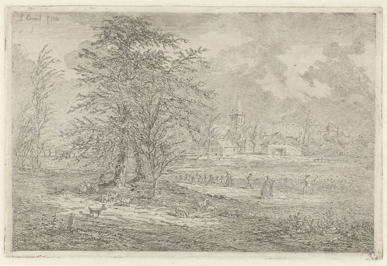 Pastore presso un campo di grano da Gerardus Emaus de Micault