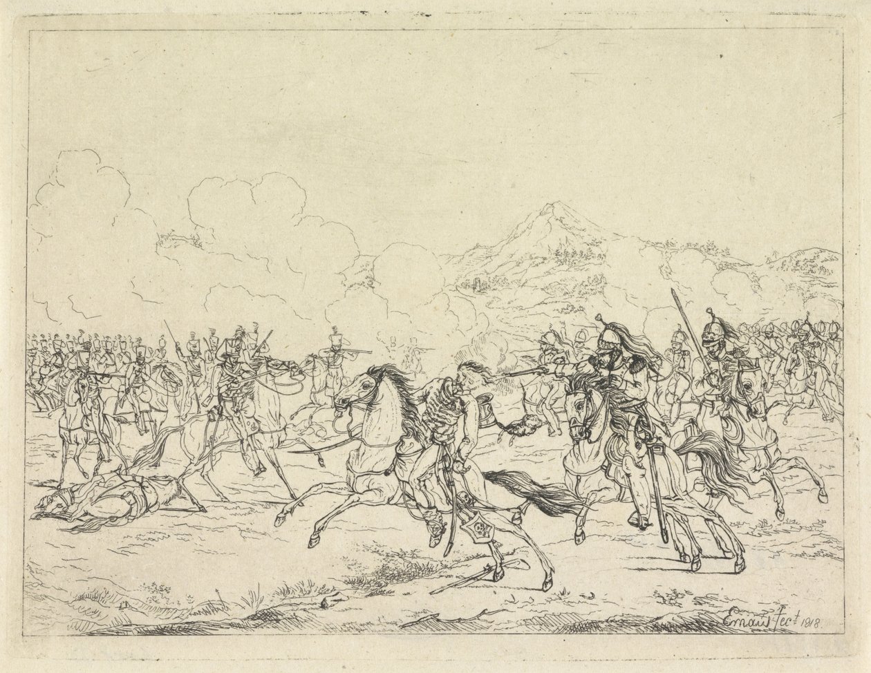 Caduta di Federico Guglielmo di Brunswick, 1815 da Gerardus Emaus de Micault