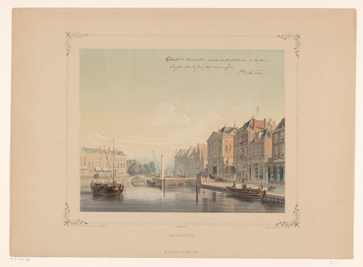 Veduta del mercato del pesce di Leiden da Gerardus Johannes Bos