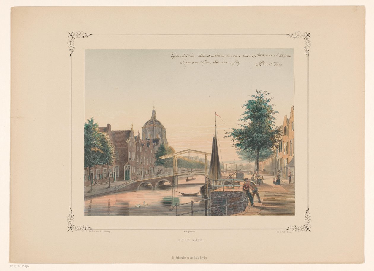 Veduta della Oude Vest a Leiden da Gerardus Johannes Bos