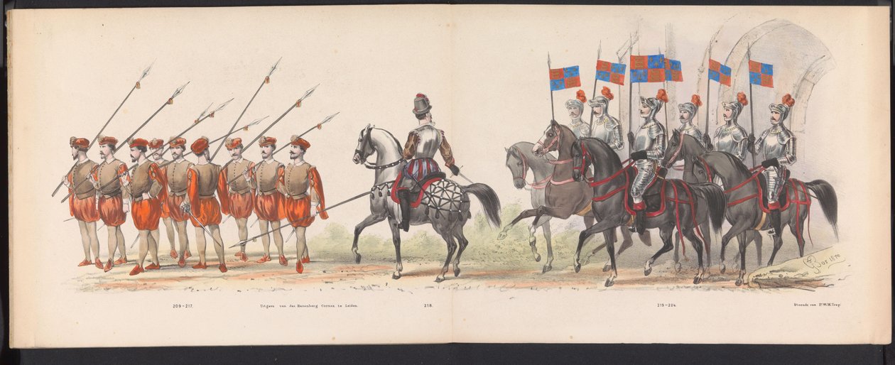 Mascherata degli studenti di Leida, 1870 (Gecostumeerde optogt gehouden door de leden van het Leidsche studentencorps den 7den Junij 1870, ter viering van den 295sten verjaardag der Leidsche Hoogeschool) da Gerardus Johannes Bos