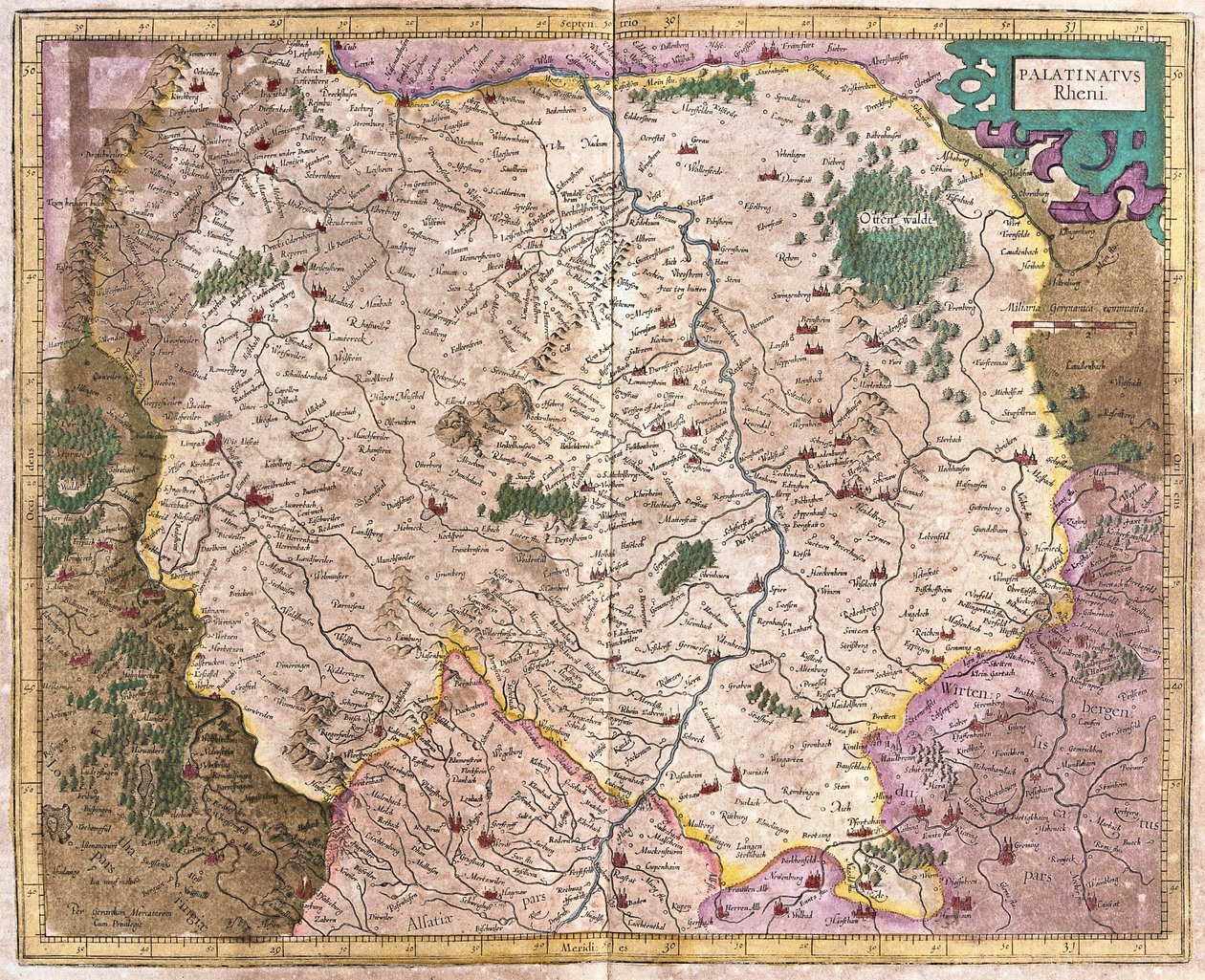Regione bavarese e il fiume Danubio, Germania (incisione) da Gerardus Mercator