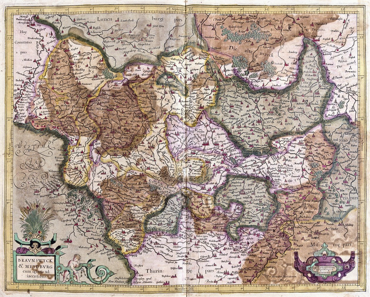 Braunschweig e Magdeburgo, Germania (incisione) da Gerardus Mercator