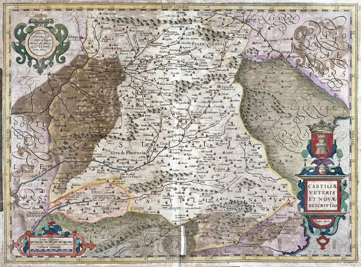 Castiglia con Madrid e Toledo, Spagna (incisione) da Gerardus Mercator