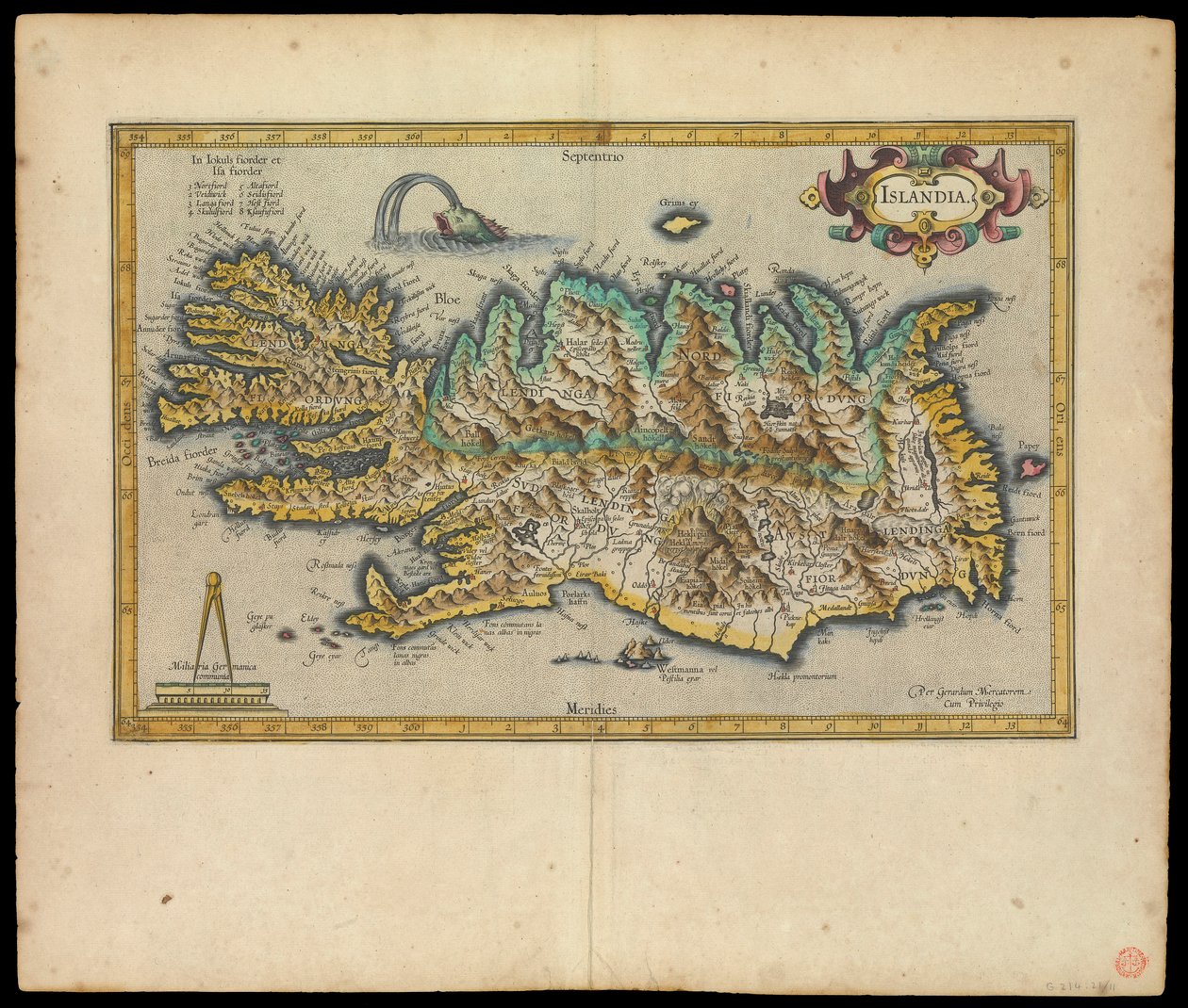Islandia, Per Gerardum Mercatorem cum privilegio, c.1595 da Gerardus Mercator