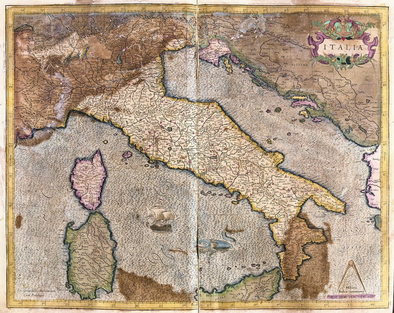 Italia (incisione) da Gerardus Mercator