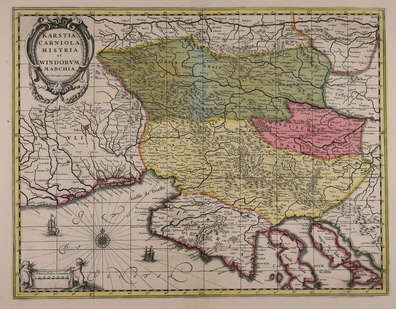 Karstia, Carniola, Histria et Windorum marchia da Gerardus Mercator