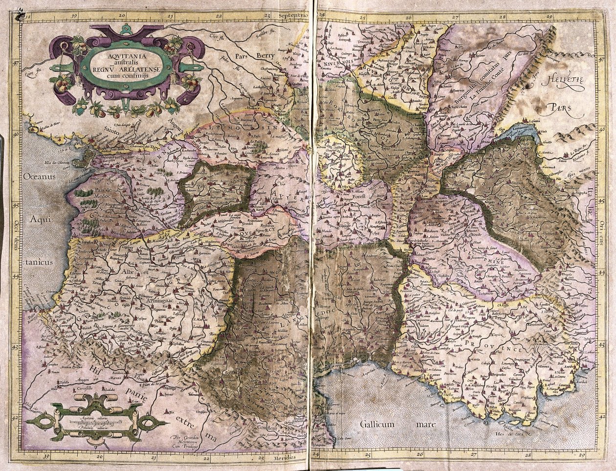 Limousine, Linguadoca, Alvernia, Borgogna e Provenza, sud della Francia da Gerardus Mercator
