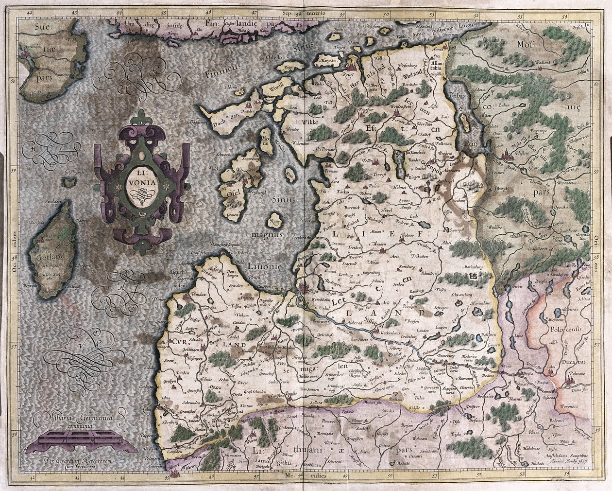 Regione del Baltico settentrionale, Riga, Lettonia (incisione) da Gerardus Mercator
