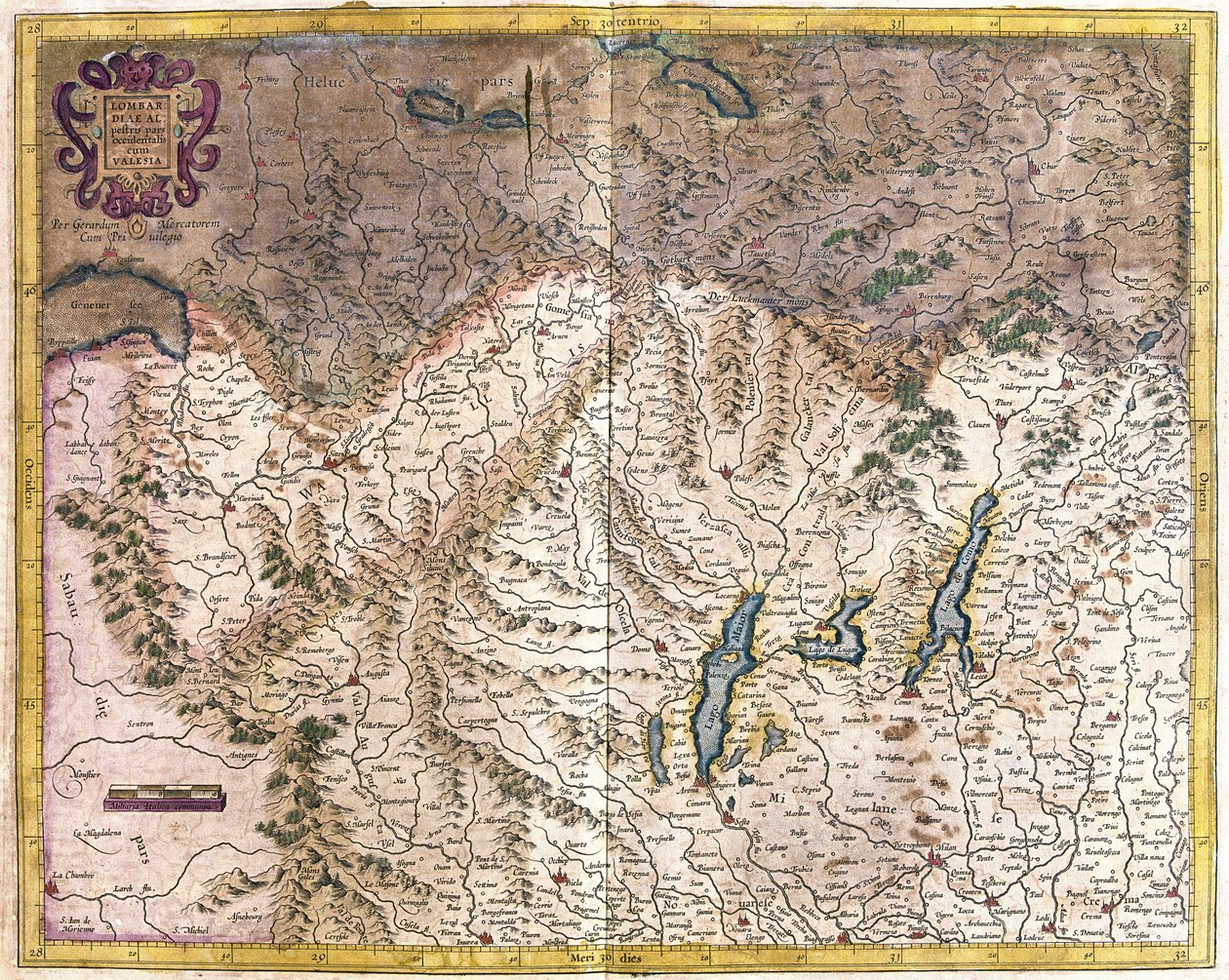 Italia settentrionale (incisione) da Gerardus Mercator