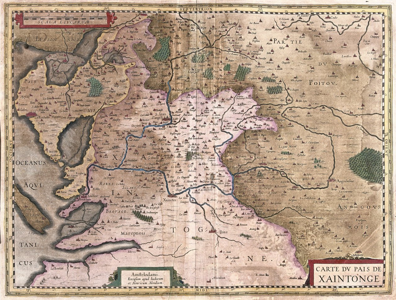 Saintonge con La Rochelle e Ile Oleron, Francia (incisione) da Gerardus Mercator