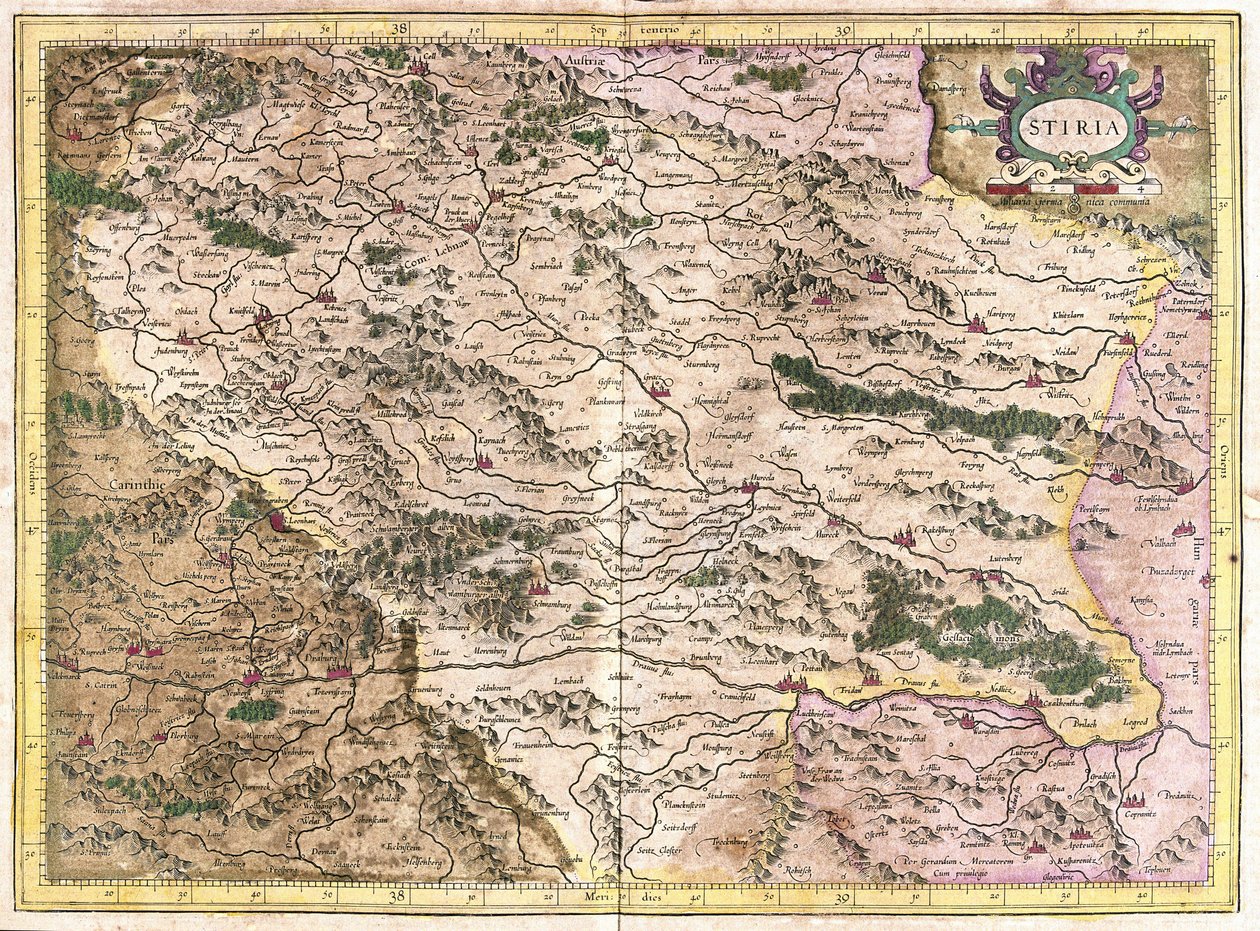 Stiria, Austria (incisione) da Gerardus Mercator