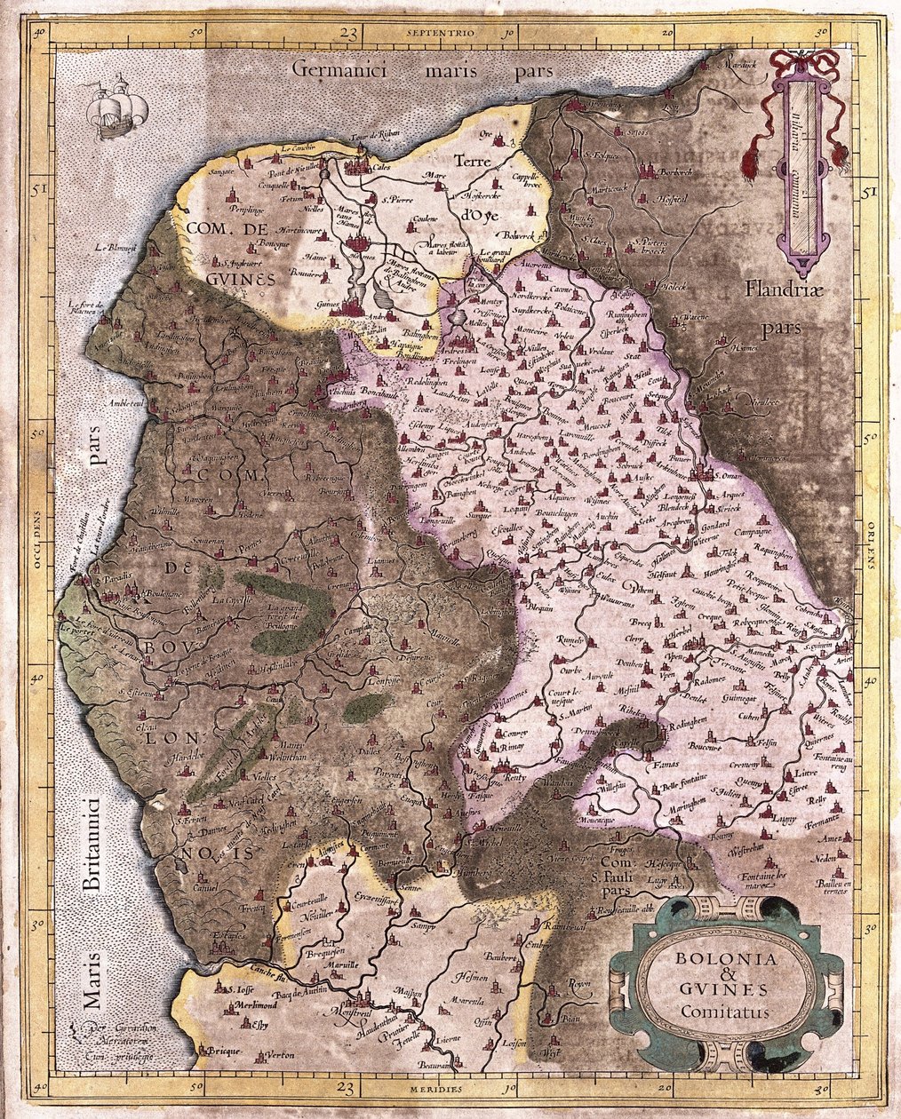 La costa da Berck a Gravelines, Belgio (incisione) da Gerardus Mercator