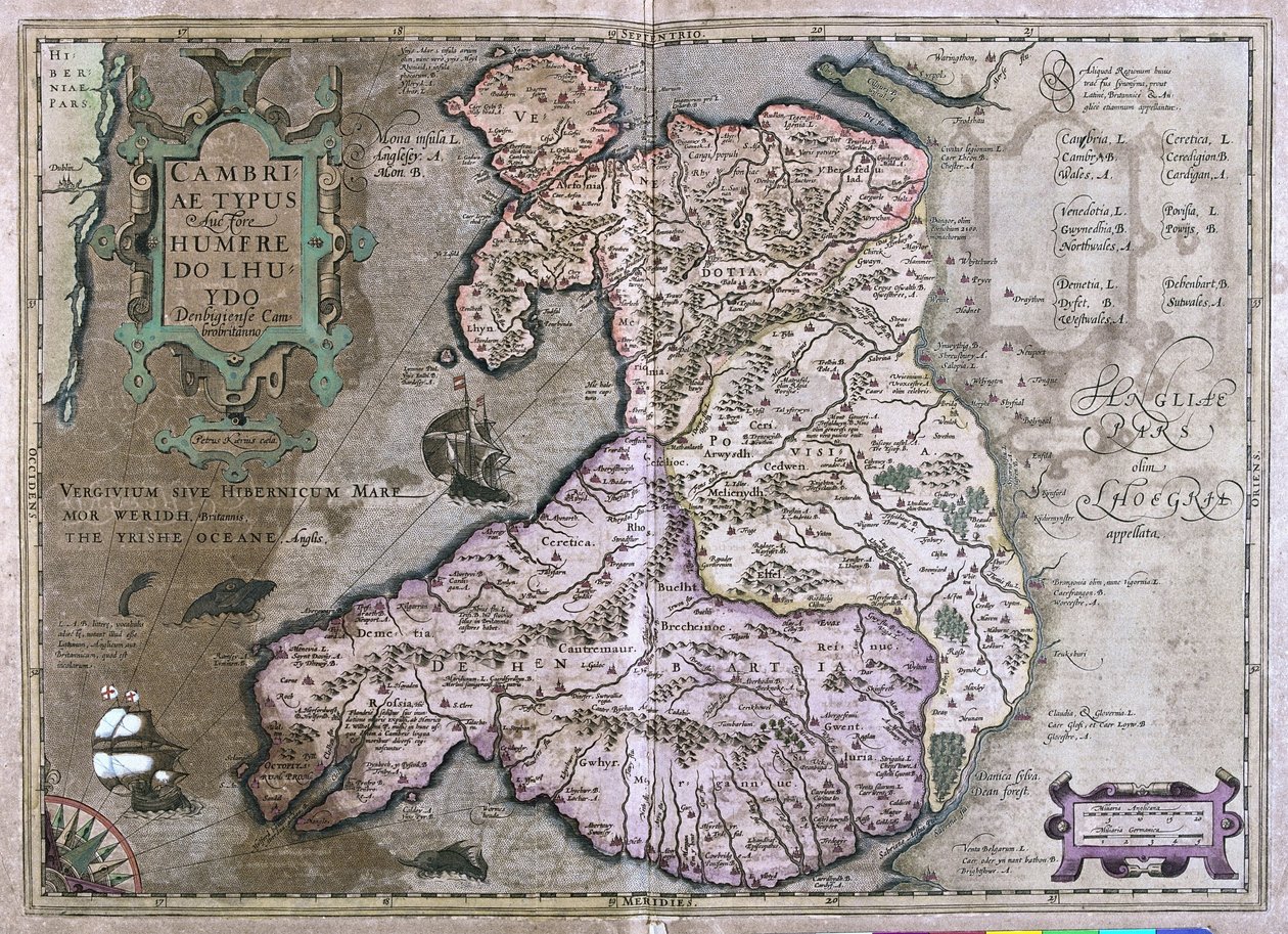 Galles, Gran Bretagna (incisione) da Gerardus Mercator