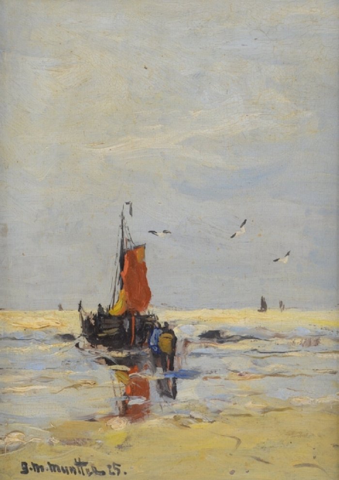 Barca da pesca sulla spiaggia da Gerhard Morgenstjerne Munthe