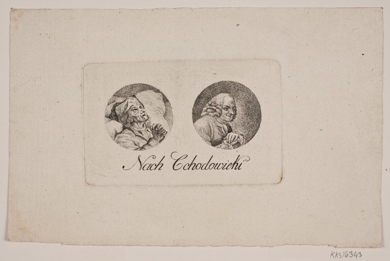 Foglio con due ritratti tondi da Gerhard Ludvig Lahde
