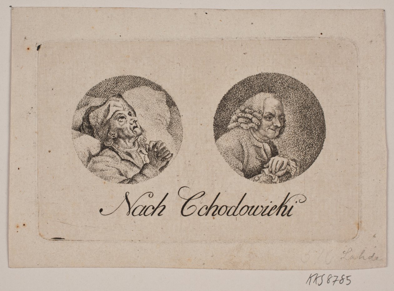 Foglio con due ritratti tondi da Gerhard Ludvig Lahde