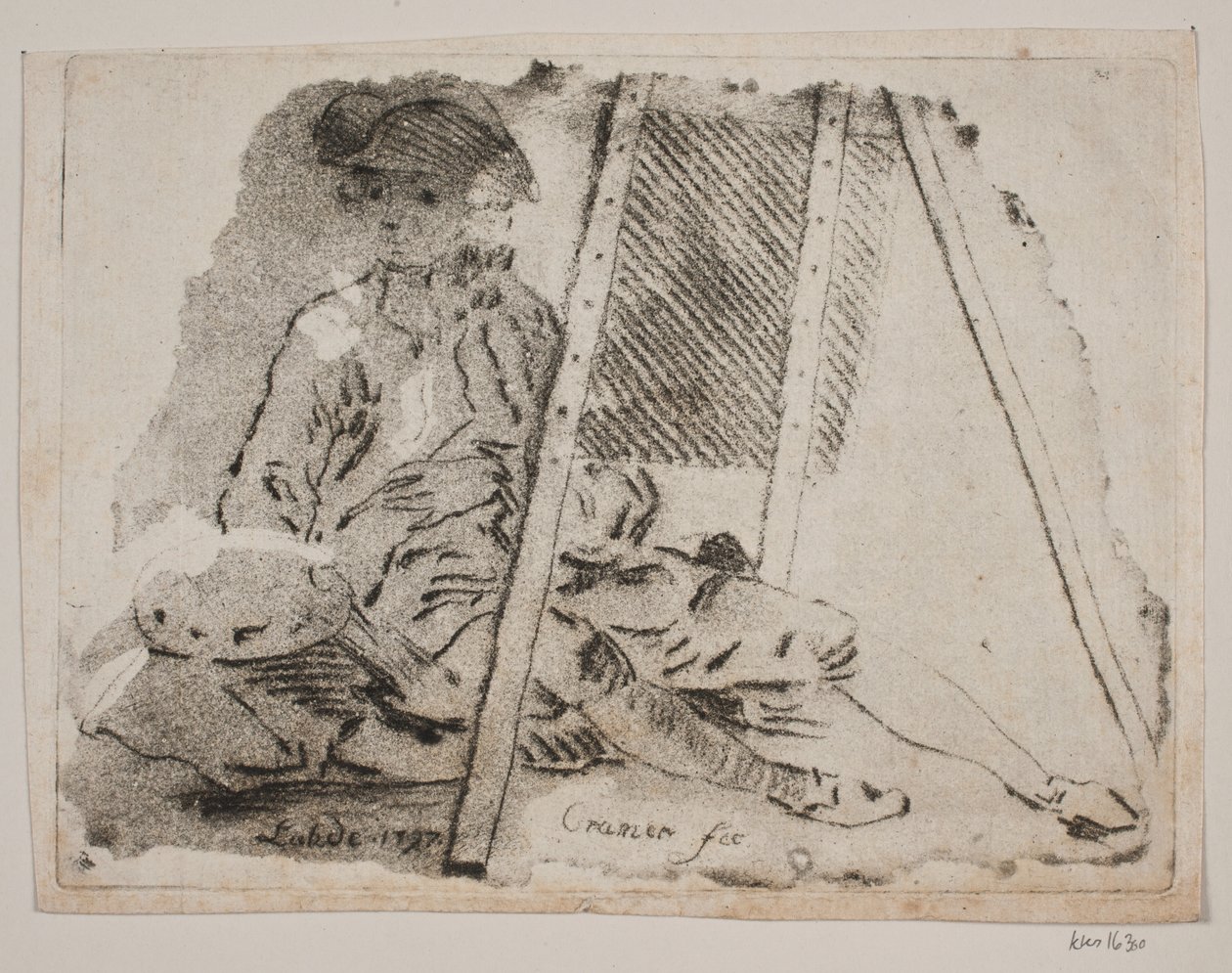 Un pittore (Juel) al suo cavalletto da Gerhard Ludvig Lahde