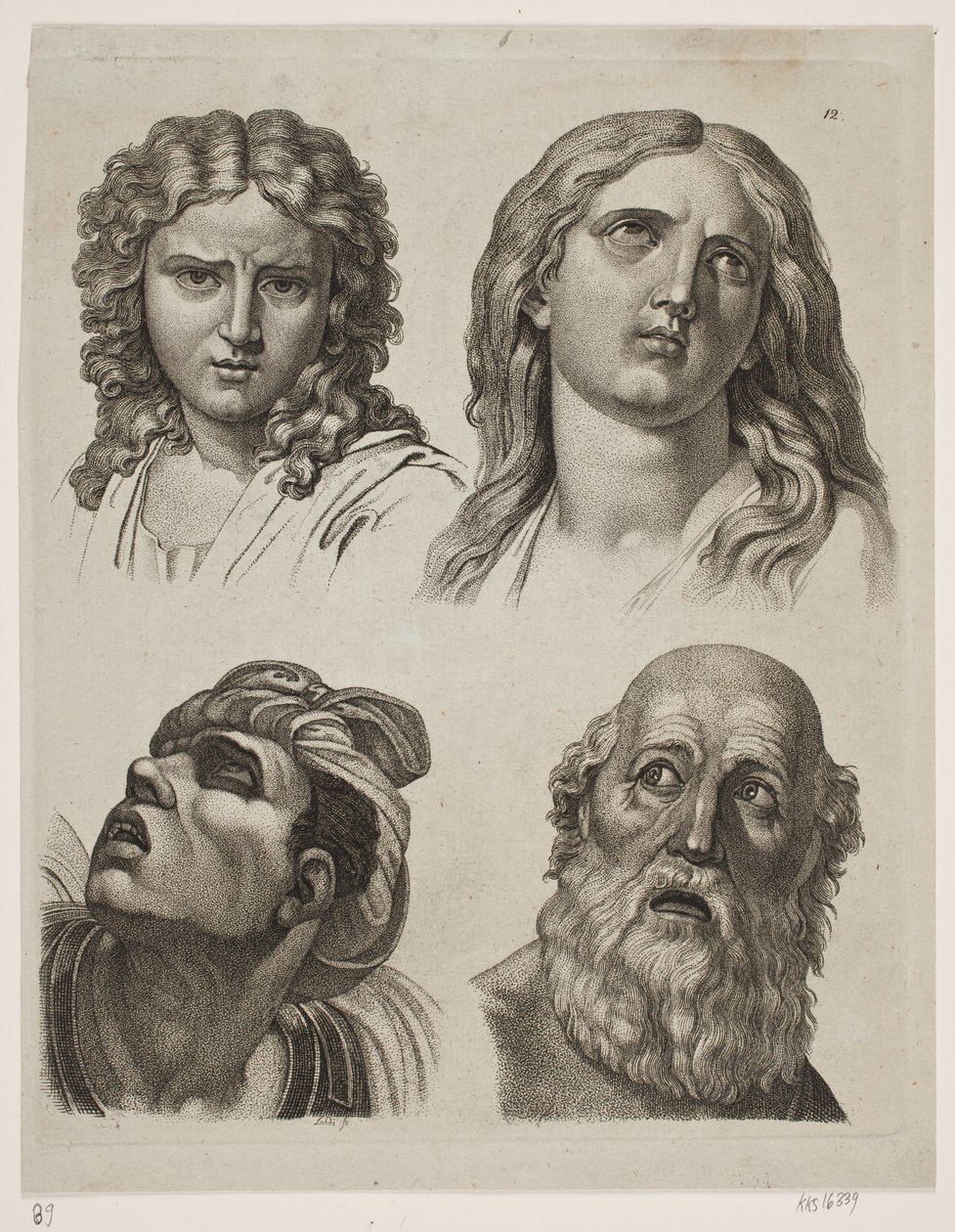 Quattro teste di studio dopo immagini italiane da Gerhard Ludvig Lahde