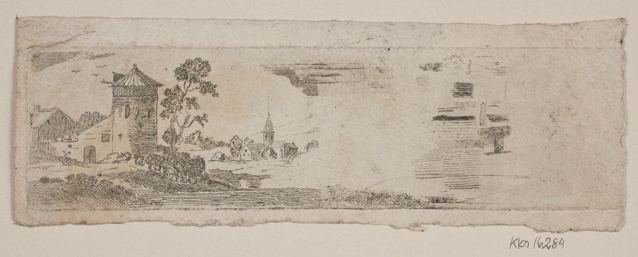 Prova di paesaggio con castello e chiesa da Gerhard Ludvig Lahde