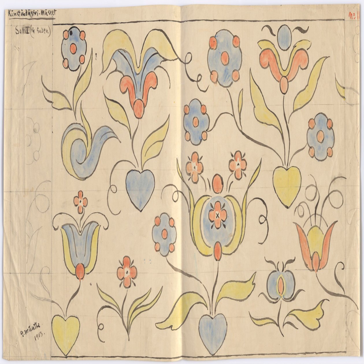 Museo delle Arti Applicate di Oslo: Sala I (verso Gaden). Foglio n. 11 da Gerhard Munthe