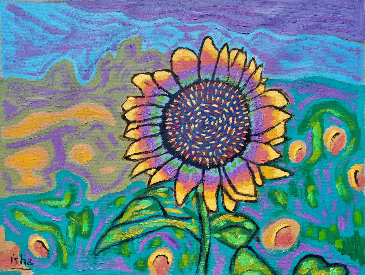 Girasole gioioso I, 2024 (olio su tela) da Gerhardt Isringhaus