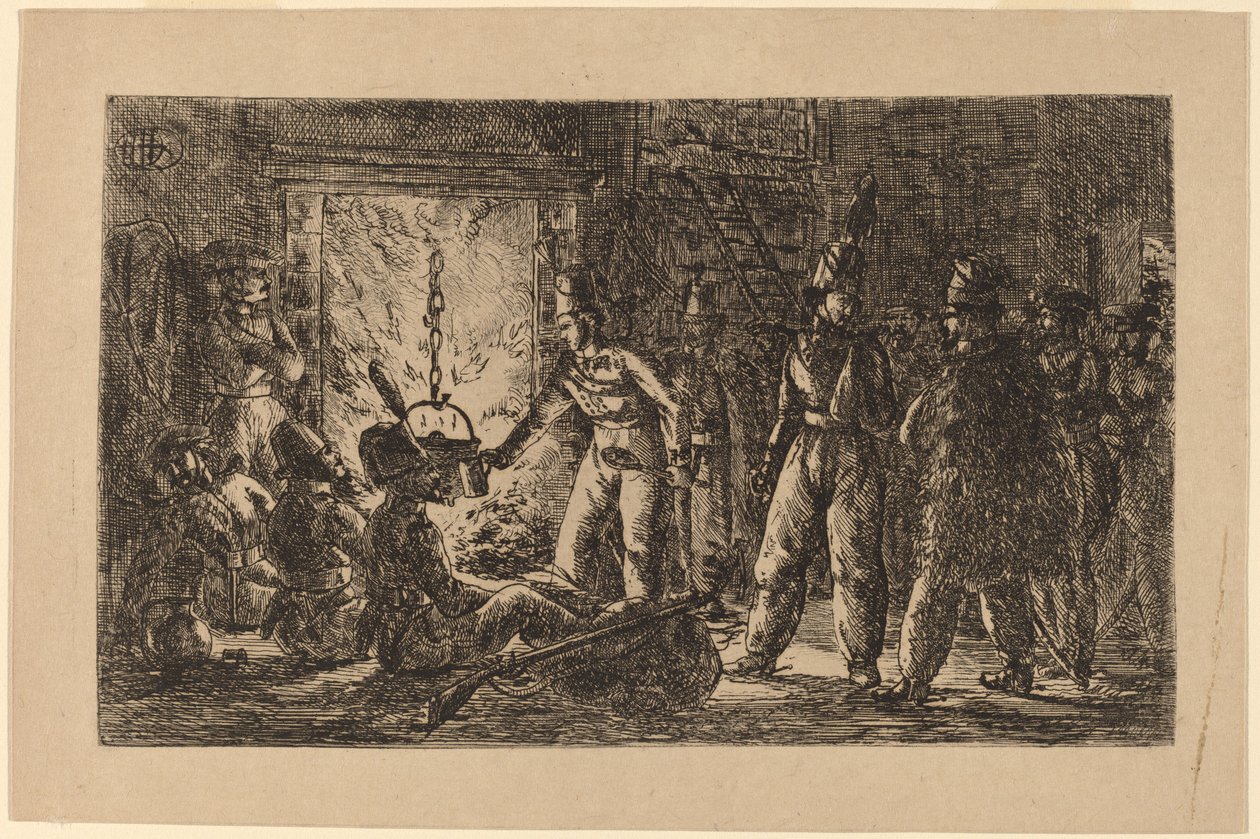 Cosacchi davanti al camino della fattoria in Olanda da Gerhardus Emaus de Micault