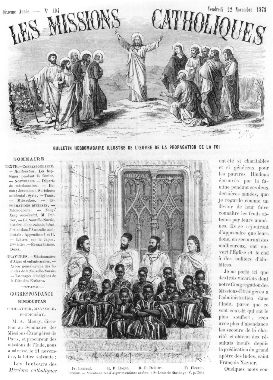 Missionari di Algeri e bambini arabi a San Luigi di Cartagine in Tunisia, illustrazione da 