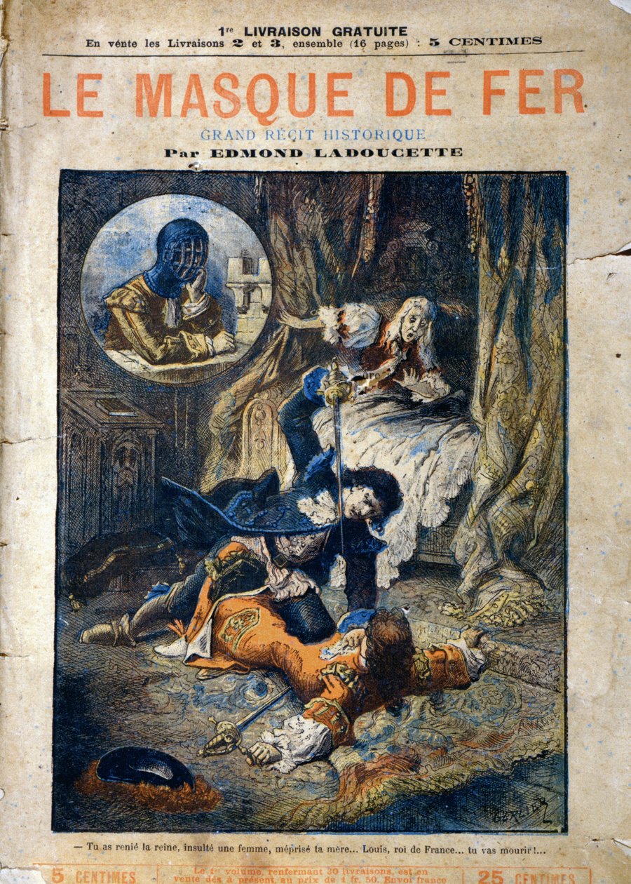 Le Masque de Fer, copertina del romanzo di Edmond Ladoucette, pubblicato a puntate alla fine del XIX secolo da Gerlier