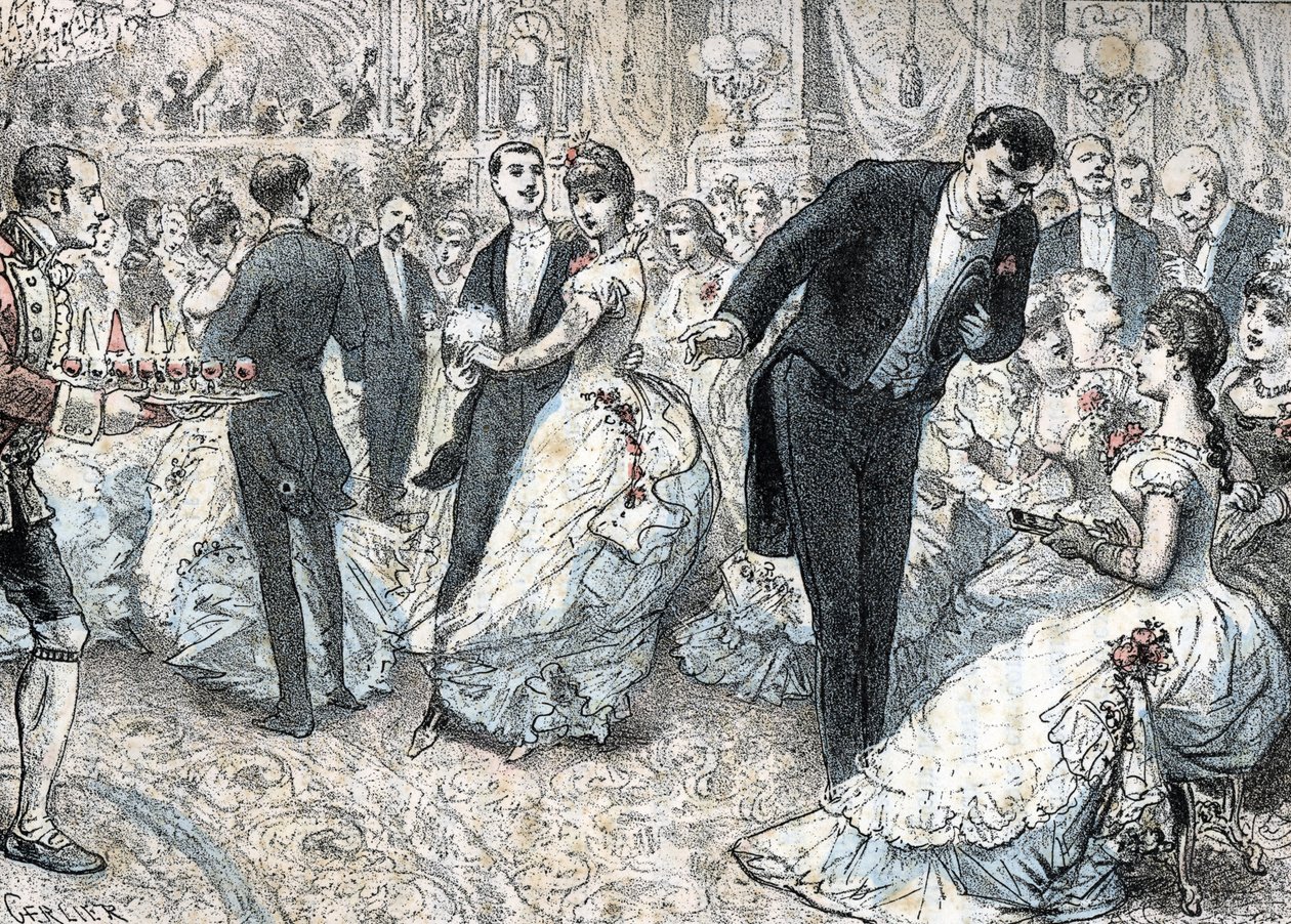 Società e mondanità: il ballo verso il 1880 incisione da 