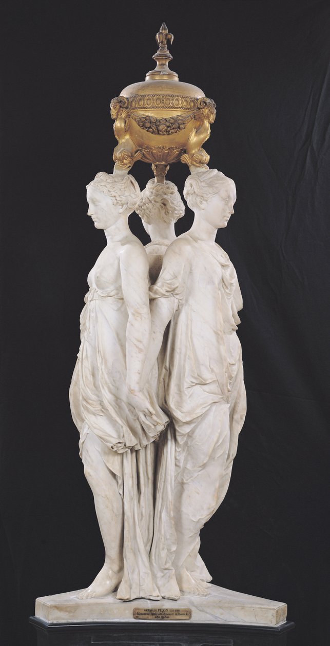 Le Tre Grazie, monumento funebre con il cuore di Enrico II, 1559 da Germain Pilon