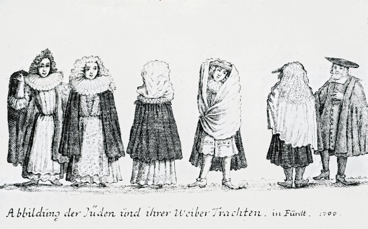 Una rappresentazione del popolo ebraico e dei loro abiti, 1706 da German School