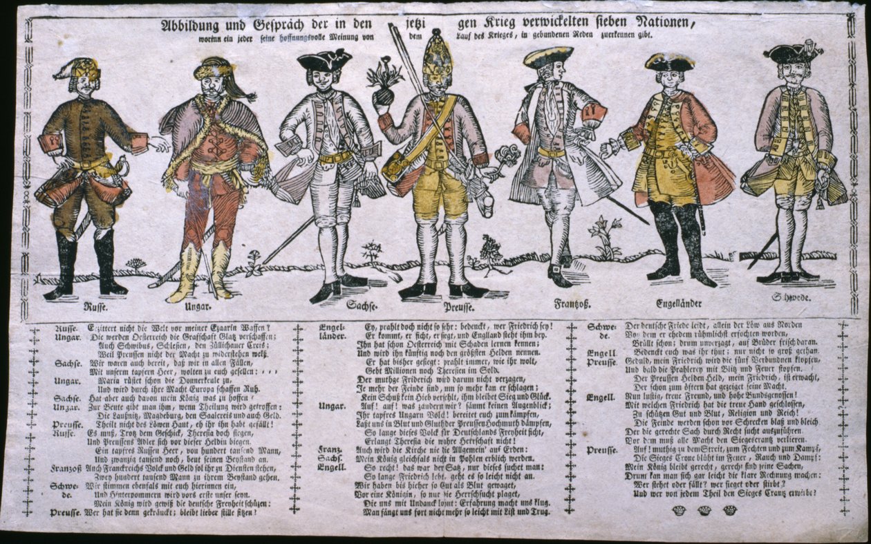 Copia e discussione delle nazioni attualmente in guerra, c.1760 da German School