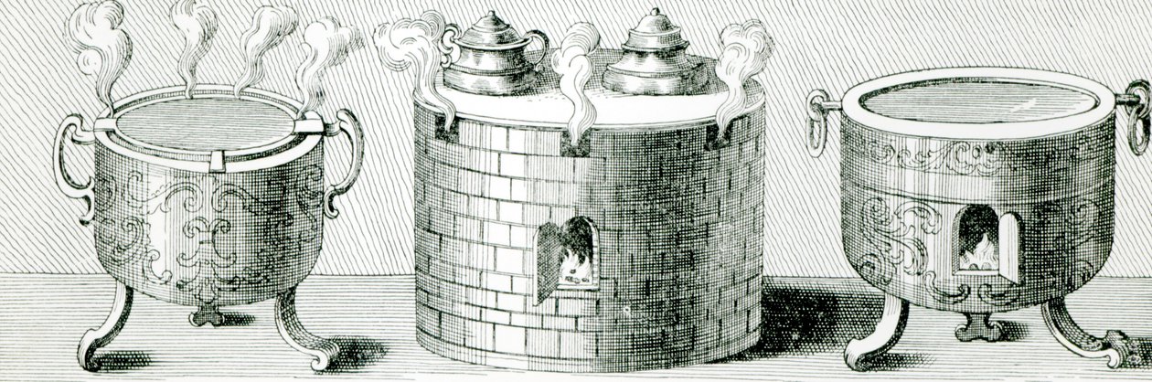 Dispositivi per mantenere caldi acqua e cibo durante il sabato, 1748 da German School