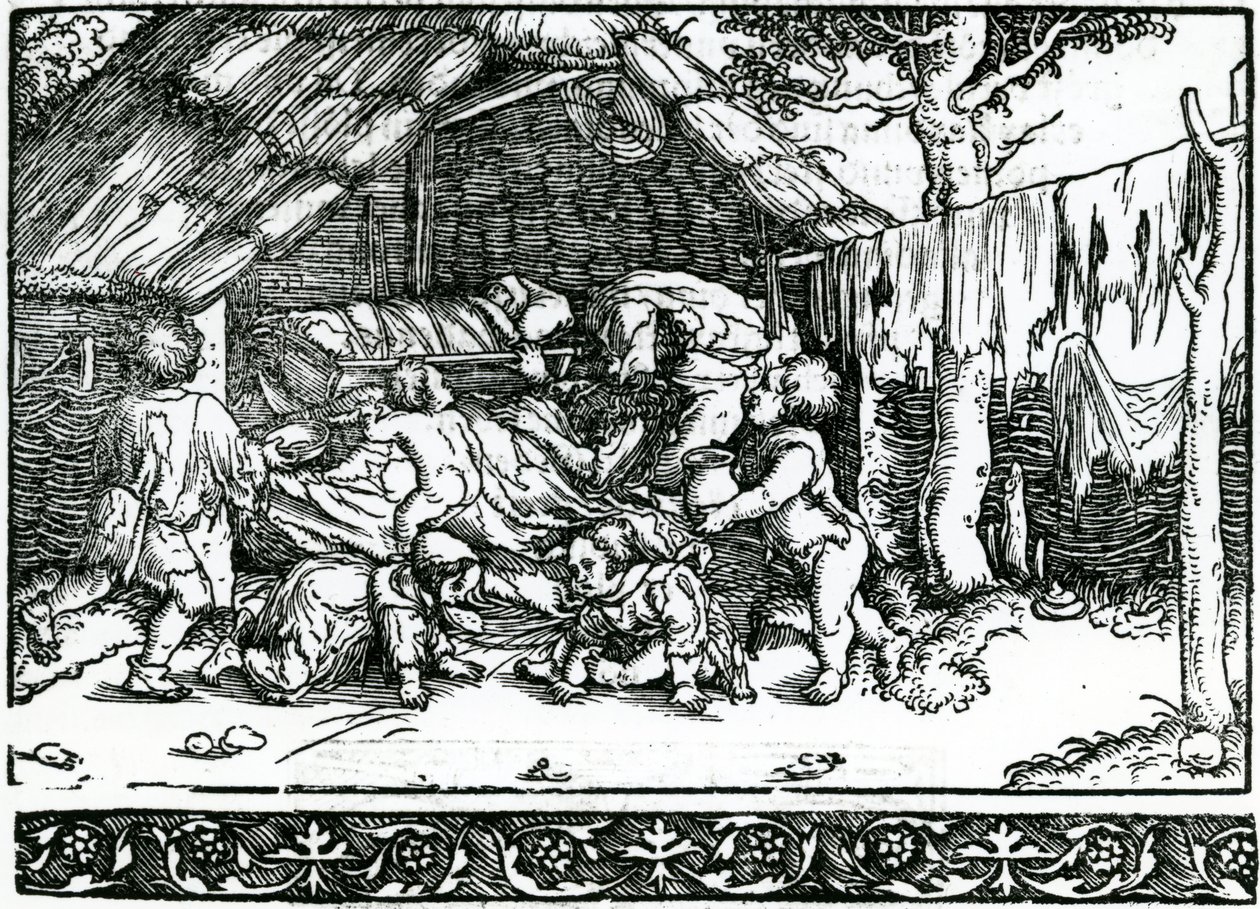 Contadini sfrattati, Illustrazione da Franciscus Petrarchas Von der Artzney bayder Glueck, 1532 da German School