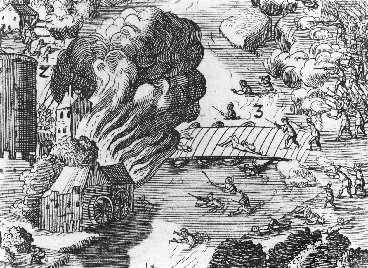 Veduta generale della battaglia di Mühlberg, dettaglio, 24 aprile 1547 da German School