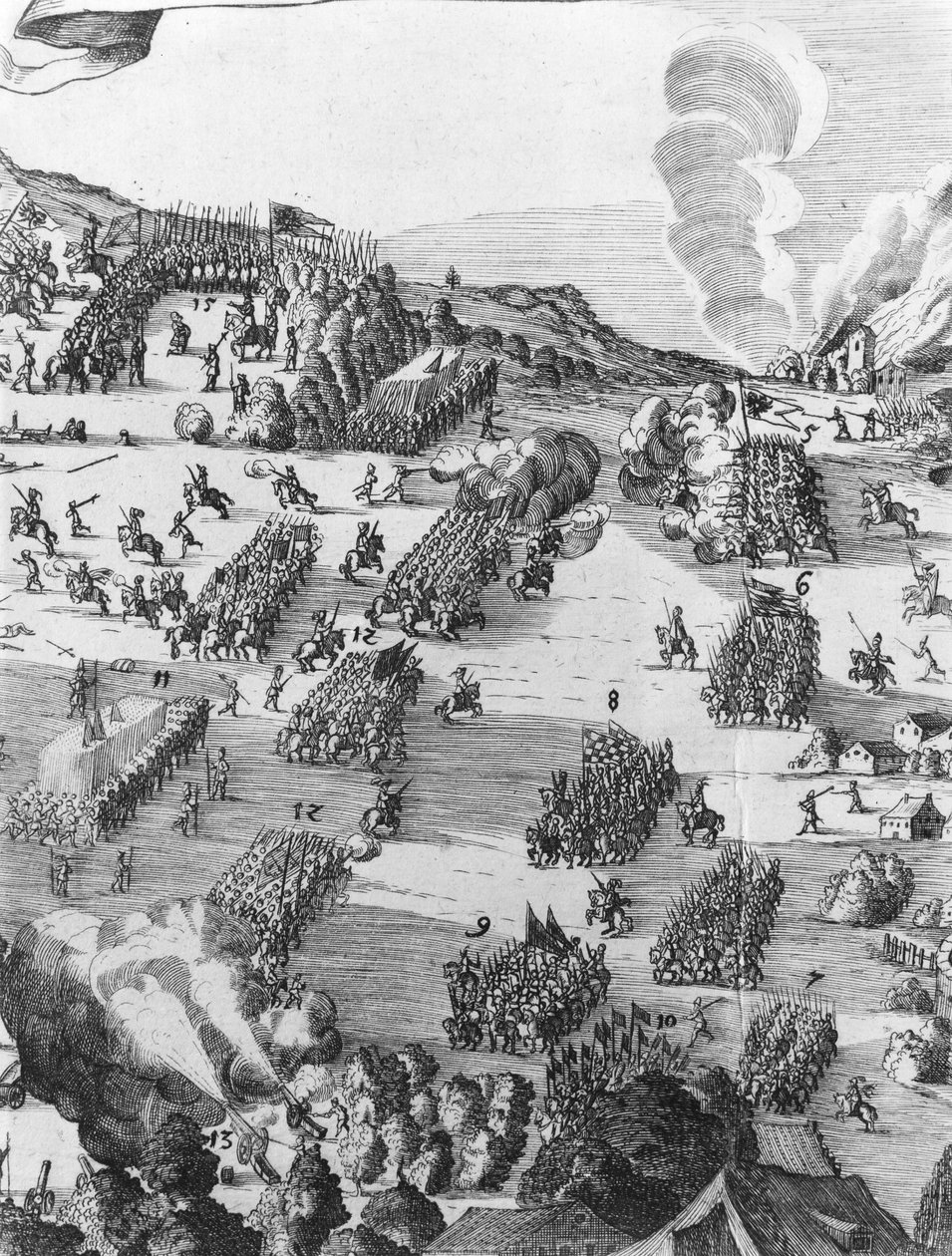 Veduta generale della battaglia di Muhlberg, (dettaglio), 24 aprile 1547 da German School