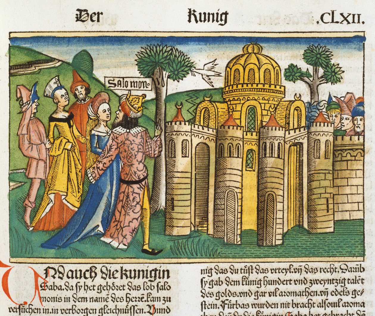 I Re 10 1-13 La Regina di Saba visita Salomone, dalla Bibbia di Norimberga (Biblia Sacra Germanaica) da German School