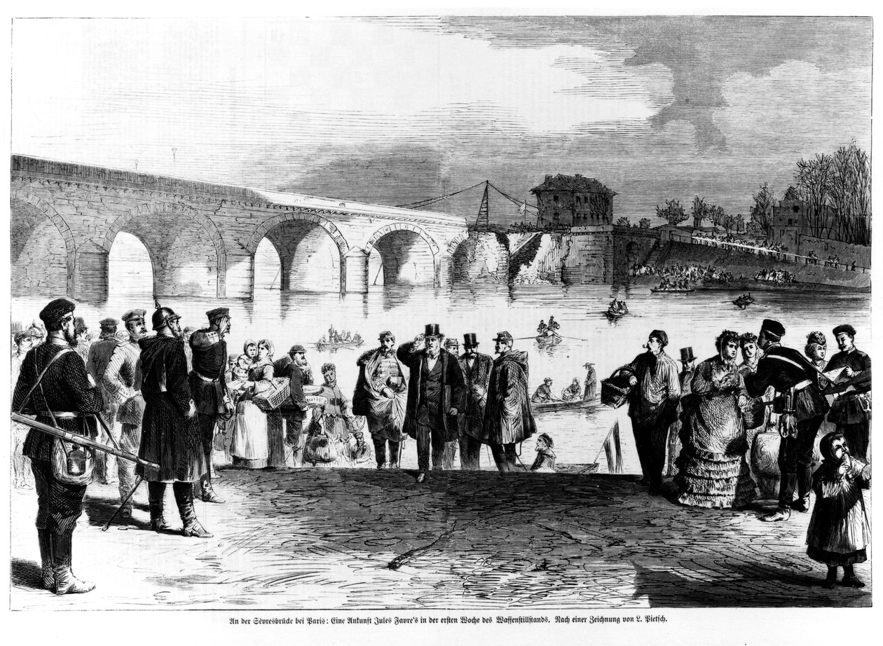 Jules Favre arriva al Pont de Sevres, illustrazione da 