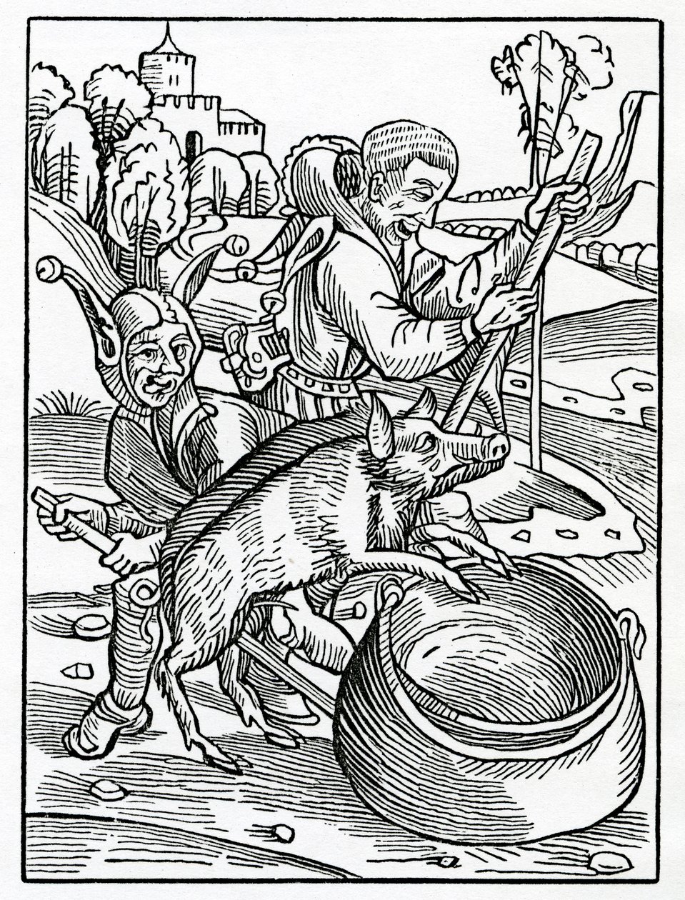 Dei cattivi consiglieri, giudici e uomini di legge, illustrazione dalla traduzione inglese di Alexander Barclay di 