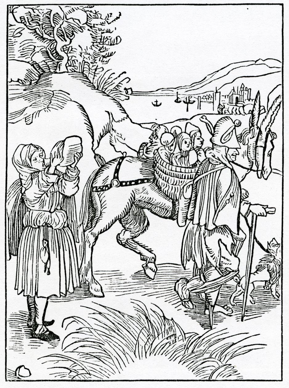 Dei mendicanti sciocchi e delle loro vanità, illustrazione dalla traduzione inglese di Alexander Barclay di 
