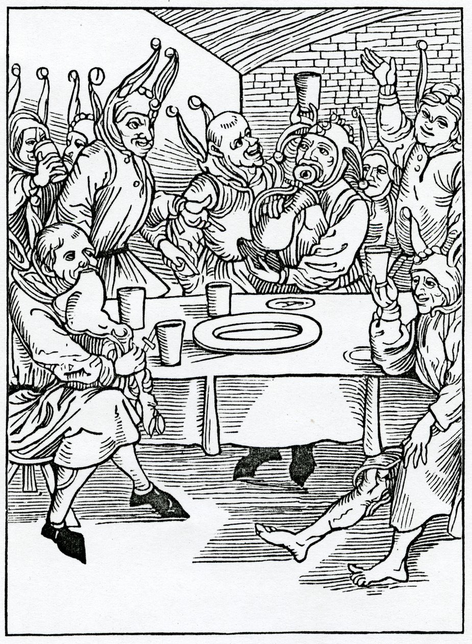 Di golosi e ubriaconi, illustrazione dalla traduzione inglese di Alexander Barclay di 