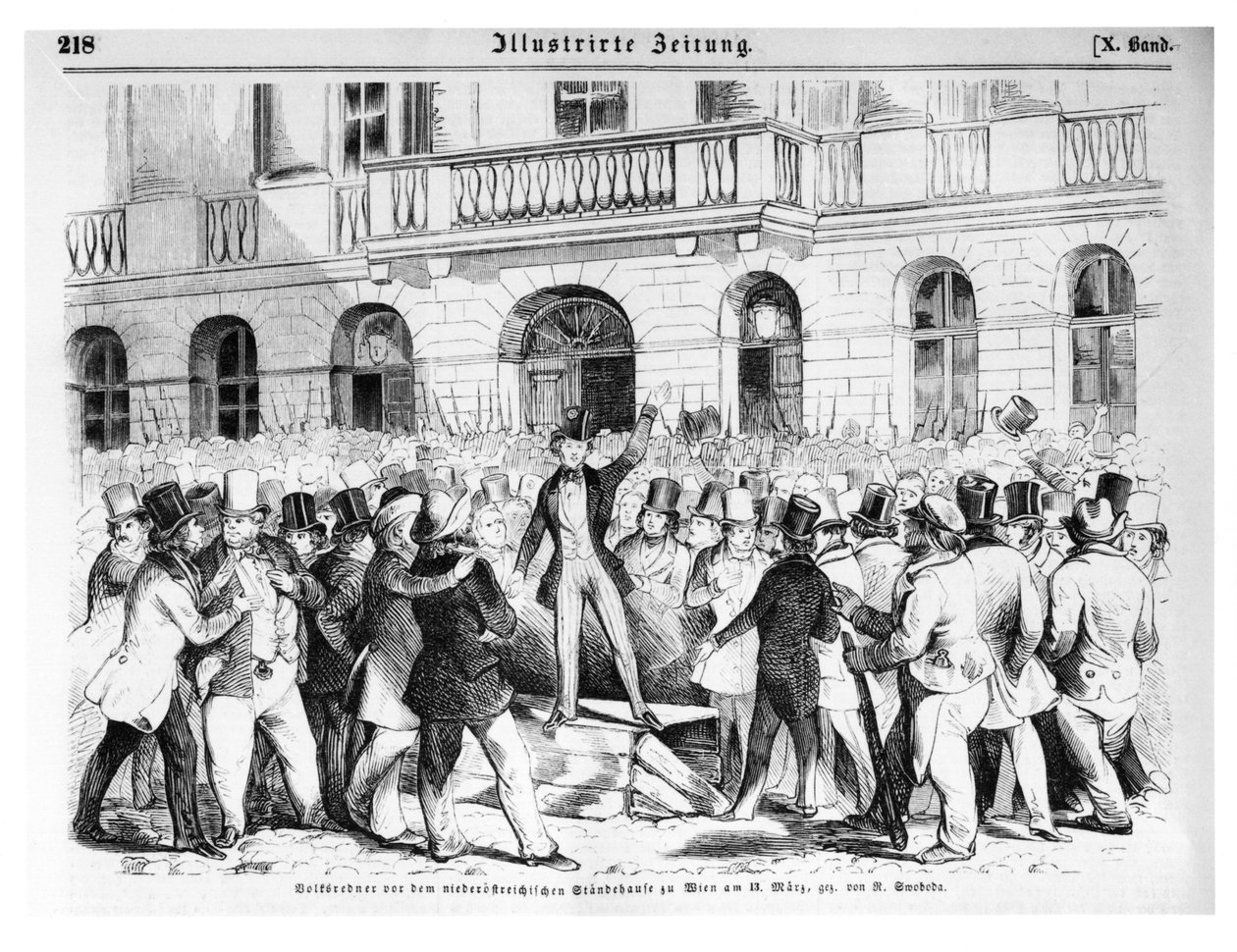 Rivolta a Vienna il 30 marzo 1848, illustrazione da 