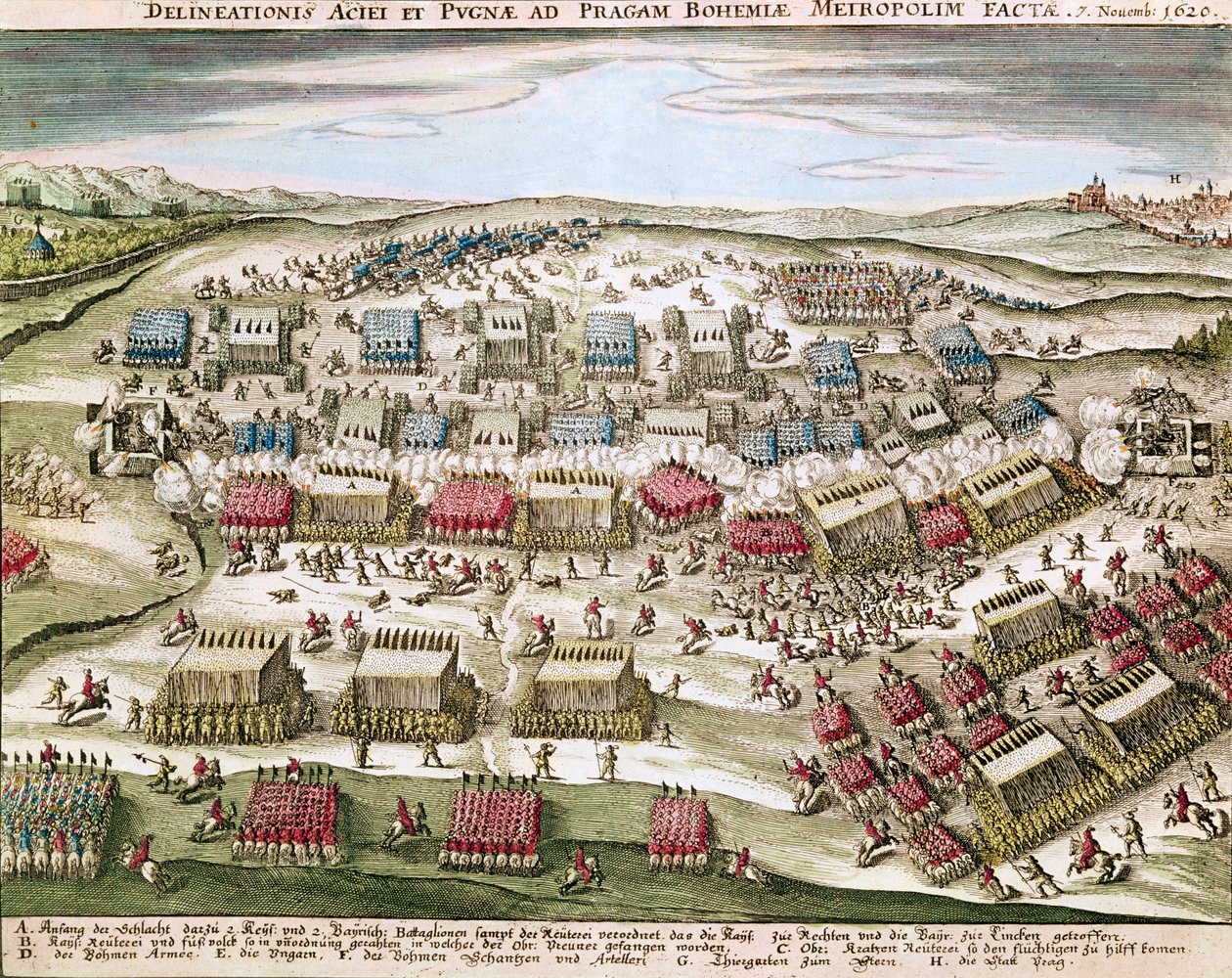 La battaglia della Montagna Bianca (Weissen Berg), 8 novembre 1620 da German School