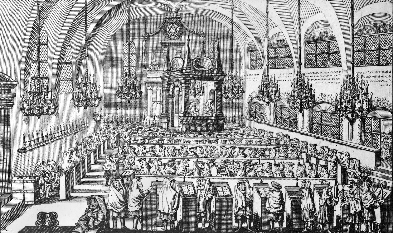 La riunione nella sinagoga, 1705 da German School