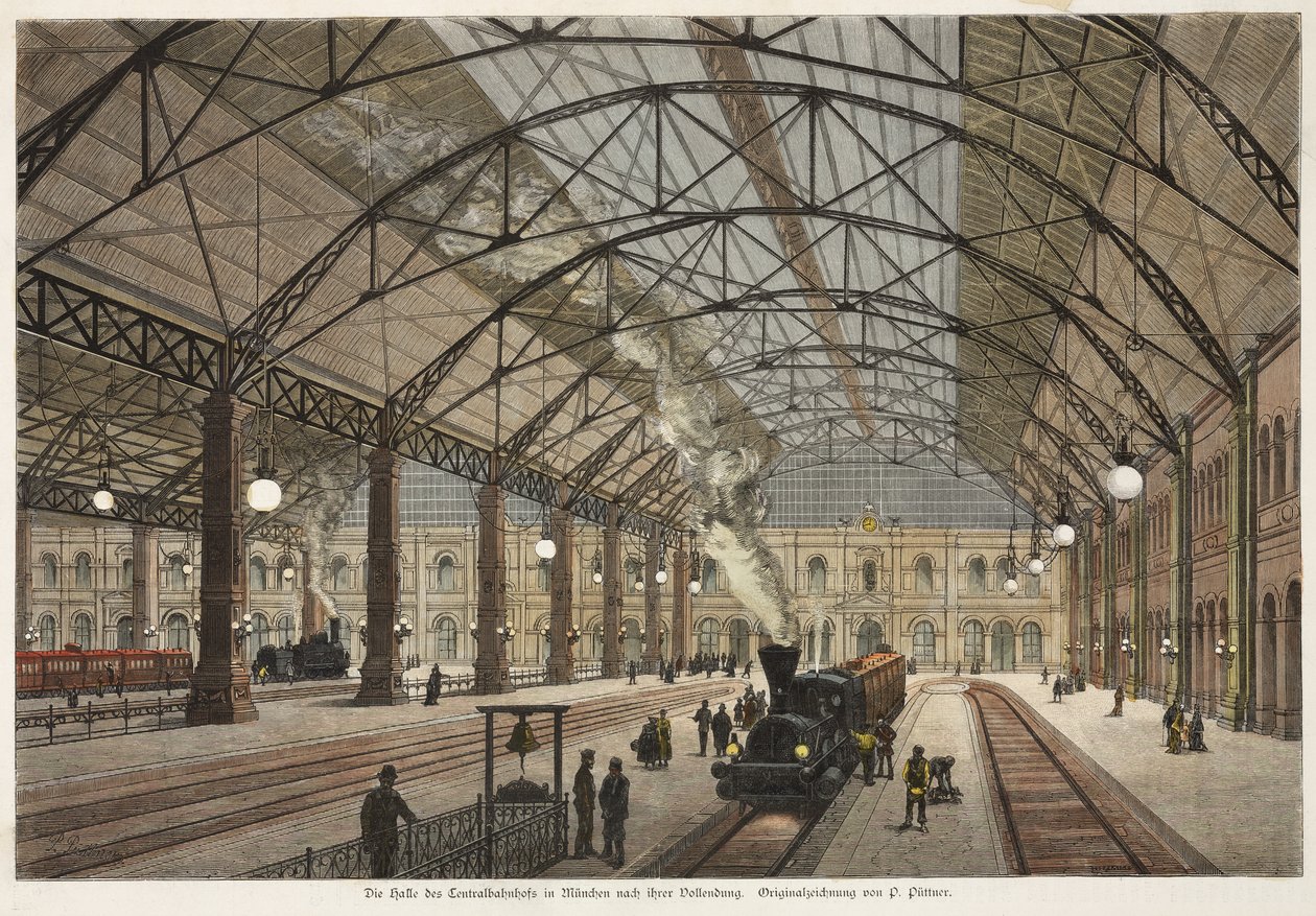 Veduta della sala della stazione centrale, Monaco da German School
