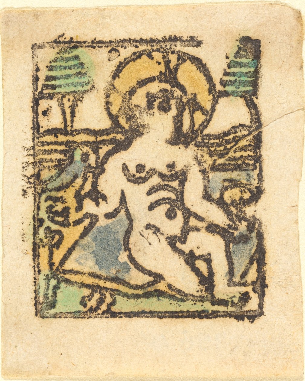 Bambino Gesù con uccello da German 15th Century